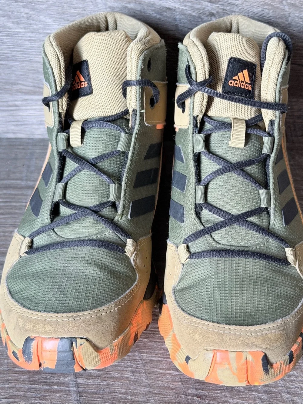 Adidas Terrex Mid Hiking Boots Youth US 3.5 Olive Green Orange Trail FX4188